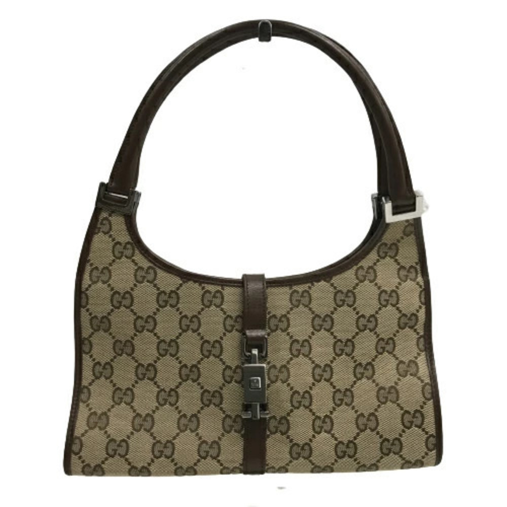 Gucci Handbag Jackie GG Canvas Shoulder Bag Tote Clutch Beige Brown - Picture 2 of 10